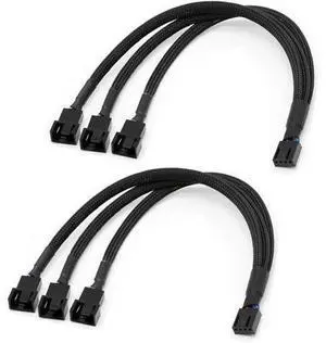 PWM Fan Splitter Adapter Cable Sleeved Braided Y Splitter Computer PC 4 Pin Fan Extension Power Cable 1 to 3 Converter for Computer ATX Case 4-Pin/3-Pin Cooling Fan Cable (11.8" -2 Pack) PWM Fan Splitter Adapter Cable Sleeved Braided Y Splitter Computer PC 4 Pin Fan Extension Power Cable 1 to 3 Converter for Computer ATX Case 4-Pin/3-Pin Cooling Fan Cable (11.8" -2 Pack)