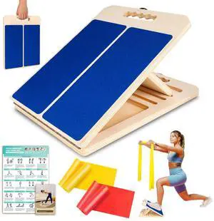 Wooden Slant Board for Calf Stretching, Portable Adjustable Calf Stretch Board with Training Poster & Resistance Bands, 300lb Weight Capacity Calf Ankle Achilles Physical Therapy Leg Exercisers Wooden Slant Board for Calf Stretching, Portable Adjustable Calf Stretch Board with Training Poster & Resistance Bands, 300lb Weight Capacity Calf Ankle Achilles Physical Therapy Leg Exercisers