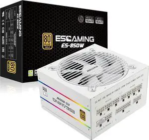 ESGAMING 850W 80 Plus Gold ATX Gaming Power Supply Fully Modular ATX 3.1 & PCIe 5.1 Ready with 12V-2x6 Cable for High-End GPU - White ESGAMING 850W 80 Plus Gold ATX Gaming Power Supply Fully Modular ATX 3.1 & PCIe 5.1 Ready with 12V-2x6 Cable for High-End GPU - White