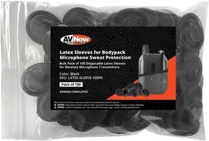 Latex Sleeve for Microphone and Wireless Bodypack Sweat Protection - Pack of 100 Latex Sleeve for Microphone and Wireless Bodypack Sweat Protection - Pack of 100