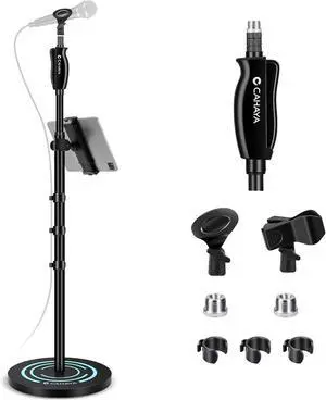 Microphone Stand Floor Adjustable - Mic Stand Universal with 7.12 lbs Weighted Round Metal Base Mic Stands with Phone Holder Mic Floor Stand with 2 Mic Clips and 3/8'' to 5/8'' Adapter Microphone Stand Floor Adjustable - Mic Stand Universal with 7.12 lbs Weighted Round Metal Base Mic Stands with Phone Holder Mic Floor Stand with 2 Mic Clips and 3/8'' to 5/8'' Adapter
