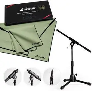 Stage Rocker Foldable Tripod Low-Profile Mic Boom Stand + Microfiber Polish Cloth for Musical Instrument Stage Rocker Foldable Tripod Low-Profile Mic Boom Stand + Microfiber Polish Cloth for Musical Instrument