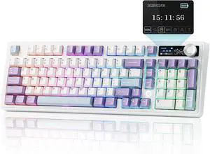 MechLands AJAZZ AK980 V2 Mechanical Gaming Keyboard with Display Screen, 10000mAh Battery, 98% Wireless Keyboard with BT/USB-C/2.4GHz, Hot Swappable, Linear Switch, Knob, RGB for Win/Mac (White) MechLands AJAZZ AK980 V2 Mechanical Gaming Keyboard with Display Screen, 10000mAh Battery, 98% Wireless Keyboard with BT/USB-C/2.4GHz, Hot Swappable, Linear Switch, Knob, RGB for Win/Mac (White)
