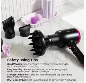 Wavytalk Hair Dryer with Diffuser, Blown Away Ionic Hair Dryer for Curly Hair with Comb, 1875W Fast Drying Blow Dryer with Ceramic Technology, 3 Attachments for All Hair Types, Light and Quiet, Black Wavytalk Hair Dryer with Diffuser, Blown Away Ionic Hair Dryer for Curly Hair with Comb, 1875W Fast Drying Blow Dryer with Ceramic Technology, 3 Attachments for All Hair Types, Light and Quiet, Black