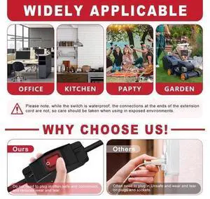 10Ft Extension Cord with Switch ON/Off Waterproof Outdoor Power Cord with Switch 14 AWG UL Listed 15A 125V Heavy Duty 3 Prong Black Inline Cord On Off Switch 10Ft Extension Cord with Switch ON/Off Waterproof Outdoor Power Cord with Switch 14 AWG UL Listed 15A 125V Heavy Duty 3 Prong Black Inline Cord On Off Switch
