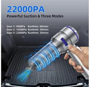 Portable Car Vacuum - 22000PA Cars Vacuum Cleaner High Power 4 in 1 Compressed Air Duster & Air Blower & Pump Hand Held Vacuums Cordless with Brushless Motor for Car Home Office Blue Portable Car Vacuum - 22000PA Cars Vacuum Cleaner High Power 4 in 1 Compressed Air Duster & Air Blower & Pump Hand Held Vacuums Cordless with Brushless Motor for Car Home Office Blue