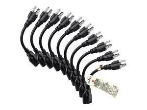Short Power Extension Cord Outlet Saver, 16AWG/13A, 3 Prong (10 Pack, Black, 8 Inch) Short Power Extension Cord Outlet Saver, 16AWG/13A, 3 Prong (10 Pack, Black, 8 Inch)