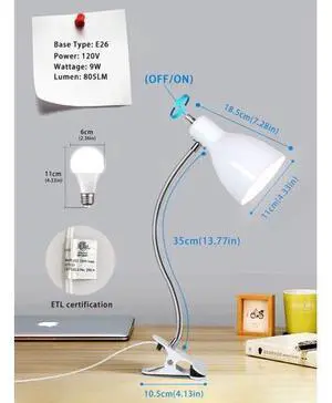 Desk lamp Eye-Caring Table Lamps, 360°Rotation Gooseneck Clip on Lamp Reading Light Portable Reading Book Light Clamp Study Desk Lamps for Bedroom and Office Home Lighting (White) Desk lamp Eye-Caring Table Lamps, 360°Rotation Gooseneck Clip on Lamp Reading Light Portable Reading Book Light Clamp Study Desk Lamps for Bedroom and Office Home Lighting (White)