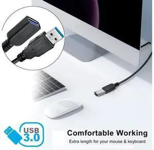 SaiTech IT 6 Pack Short Length 1 Feet USB 3.0 Extension Cable, USB 3.0 A Male to Female Extender - Black SaiTech IT 6 Pack Short Length 1 Feet USB 3.0 Extension Cable, USB 3.0 A Male to Female Extender - Black