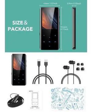 64GB MP3 Player with Bluetooth 5.3, A19PL 2.4" Curved Screen Portable Music Player with Speaker Lossless Sound with FM Radio, Voice Recorder, Supports up to 128GB, Black 64GB MP3 Player with Bluetooth 5.3, A19PL 2.4" Curved Screen Portable Music Player with Speaker Lossless Sound with FM Radio, Voice Recorder, Supports up to 128GB, Black