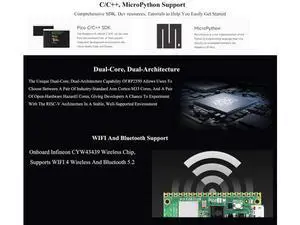 Pico 2 W With Pre-Soldered Header Compatible With Raspberry Pi Board, Kit +USB Cable, 2.4GHz 802.11n WiFi and Bluetooth 5.2, RP2350 Chip, Dual-Core & Dual-Architecture Design Pico 2 W With Pre-Soldered Header Compatible With Raspberry Pi Board, Kit +USB Cable, 2.4GHz 802.11n WiFi and Bluetooth 5.2, RP2350 Chip, Dual-Core & Dual-Architecture Design