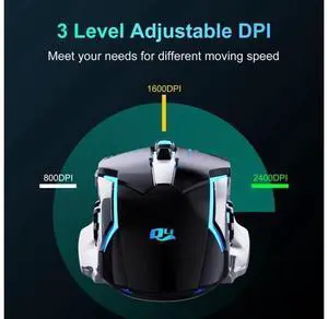 New 2.4G Wireless Rechargeable Gaming Mouse Silent Click with 6 Buttons, 3 Adjustable Levels DPI, Colorful LED Lights for Laptop, iPad, MacOS, PC, Windows, Android (Black) New 2.4G Wireless Rechargeable Gaming Mouse Silent Click with 6 Buttons, 3 Adjustable Levels DPI, Colorful LED Lights for Laptop, iPad, MacOS, PC, Windows, Android (Black)