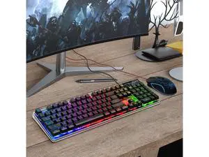 Gaming Keyboard and Mouse Combo, K1 RGB LED Backlit Keyboard with 104 Key Computer PC Gaming Keyboard for PC/Laptop (Black) Gaming Keyboard and Mouse Combo, K1 RGB LED Backlit Keyboard with 104 Key Computer PC Gaming Keyboard for PC/Laptop (Black)