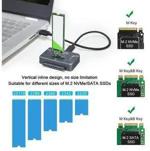AOKO NVMe to USB 3.2(10Gbps) SSD Reader Docking Station Portable M.2 SSD to USB Adapter External NVMe SSD Enclosure for M.2 PCIe NVMe and M.2 SATA SSD, Compatible with 2.5'' SATA Dirve AOKO NVMe to USB 3.2(10Gbps) SSD Reader Docking Station Portable M.2 SSD to USB Adapter External NVMe SSD Enclosure for M.2 PCIe NVMe and M.2 SATA SSD, Compatible with 2.5'' SATA Dirve