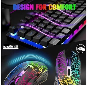 Wireless Gaming Keyboard and Mouse Combo with 87 Key Tenkeyless Rainbow LED Backlight Rechargeable 3800mAh Battery Anti-ghosting Ergonomic Waterproof RGB Mute Mice for Computer PC Gamer (Black) Wireless Gaming Keyboard and Mouse Combo with 87 Key Tenkeyless Rainbow LED Backlight Rechargeable 3800mAh Battery Anti-ghosting Ergonomic Waterproof RGB Mute Mice for Computer PC Gamer (Black)