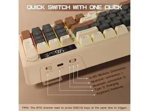 LexonElec M96 Wireless Gaming Keyboard,Knob Control Bluetooth/2.4G Wireless Mechanical Feeling Keyboard,RGB LED Backlit with Display Screen, PBT Keycap, 3000mAh, 94-Key Layout for Win/Mac(Coffee) LexonElec M96 Wireless Gaming Keyboard,Knob Control Bluetooth/2.4G Wireless Mechanical Feeling Keyboard,RGB LED Backlit with Display Screen, PBT Keycap, 3000mAh, 94-Key Layout for Win/Mac(Coffee)