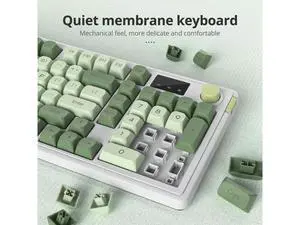 Owpkeenthy 96% Wireless Matcha Green Keyboard with Number Pad Knob, 98 Keys Silent Mechanical Feeling Membrane Creamy Gaming Keyboard 3-Mode Wired/Bluetooth 5.0/2.4G for Win/Mac(98 Matcha) Owpkeenthy 96% Wireless Matcha Green Keyboard with Number Pad Knob, 98 Keys Silent Mechanical Feeling Membrane Creamy Gaming Keyboard 3-Mode Wired/Bluetooth 5.0/2.4G for Win/Mac(98 Matcha)