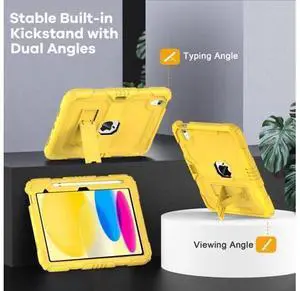 OKP Case for iPad 11 inch (A16) 2025/ iPad 10th Generation 10.9'' 2022, Heavy Duty Shockproof Rugged 11th/ 10 th Gen Protective Cover with Pencil Holder/Kickstand for Kids Women Men, Yellow OKP Case for iPad 11 inch (A16) 2025/ iPad 10th Generation 10.9'' 2022, Heavy Duty Shockproof Rugged 11th/ 10 th Gen Protective Cover with Pencil Holder/Kickstand for Kids Women Men, Yellow