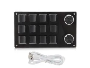 Ejoyous Macro Keyboard, One Handed Macro Mechanical Gaming Keypad 12 Key Programmable Keyboard with Knob for Office Games Compatible with Vista (Black) Ejoyous Macro Keyboard, One Handed Macro Mechanical Gaming Keypad 12 Key Programmable Keyboard with Knob for Office Games Compatible with Vista (Black)