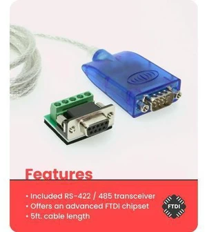 Gearmo Pro 5ft. USB to RS-485/422 Serial Adapter FTDI Chip - Windows 11 Supported Gearmo Pro 5ft. USB to RS-485/422 Serial Adapter FTDI Chip - Windows 11 Supported