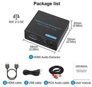 HDMI Audio Extractor 4K HDMI to Optical 3.5mm AUX Audio Adapter Splitter Converter Support HDCP Digital DTS 5.1 PCM HDMI Audio Extractor 4K HDMI to Optical 3.5mm AUX Audio Adapter Splitter Converter Support HDCP Digital DTS 5.1 PCM