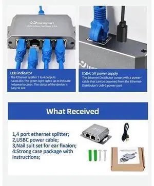 ethernet Splitter 1 to 2 ethernet hub 2 Port,RJ45 Cable Splitter fixable RJ45 Internet Switch Internet Splitter, 1000Mbps for Cat 5/5e/6/7/8 Cable,Can be Fixed to The Wall ethernet Splitter 1 to 2 ethernet hub 2 Port,RJ45 Cable Splitter fixable RJ45 Internet Switch Internet Splitter, 1000Mbps for Cat 5/5e/6/7/8 Cable,Can be Fixed to The Wall