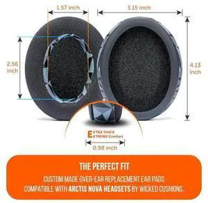 WC Freeze for Arctis Nova - Hybrid Fabric Cooling Gel Replacement Earpads for Arctis Nova Pro Wired, Nova 7, 5, 4, 3, 1 - Made by Wicked Cushions (Does Not Fit Nova Pro Wireless) | Geo Grey WC Freeze for Arctis Nova - Hybrid Fabric Cooling Gel Replacement Earpads for Arctis Nova Pro Wired, Nova 7, 5, 4, 3, 1 - Made by Wicked Cushions (Does Not Fit Nova Pro Wireless) | Geo Grey