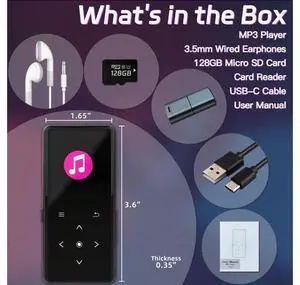 128GB MP3 Player with Bluetooth, Portable Music Player with Built-in Speaker, Enjoying Your Digital Music and Audiobooks Anytime,Includes FM Radio,Recorder,E-Book,and Comes with Earphones 128GB MP3 Player with Bluetooth, Portable Music Player with Built-in Speaker, Enjoying Your Digital Music and Audiobooks Anytime,Includes FM Radio,Recorder,E-Book,and Comes with Earphones