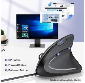 Wired Mouse, 6400 DPI Ergonomic Mouse 6 Buttons Silent Mice 4 Adjustable DPI Vertical Mouse Compatible with Windows/Chrome/Laptop/Computer Wired Mouse, 6400 DPI Ergonomic Mouse 6 Buttons Silent Mice 4 Adjustable DPI Vertical Mouse Compatible with Windows/Chrome/Laptop/Computer