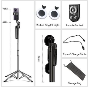 Auto Face Tracking Selfie Stick Tripod for iPhone with Light,360 Rotation That Follows Your Movement,70.9" Phone Camera Tripod Stand with Remote for Content Creator Vlog Live Stream Video Recording Auto Face Tracking Selfie Stick Tripod for iPhone with Light,360 Rotation That Follows Your Movement,70.9" Phone Camera Tripod Stand with Remote for Content Creator Vlog Live Stream Video Recording