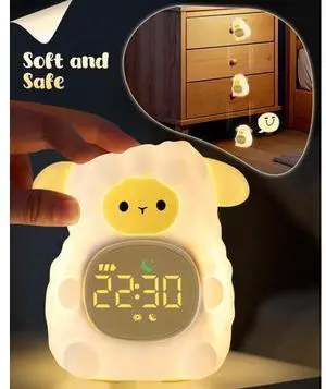 Sheep Alarm Clock for Kids with Night Light, Sleep Training Clock Time to Wake Clock, Rechargeable Silicone Light for Bedroom, Perfect Sleep Companion for Boys Girls Sheep Alarm Clock for Kids with Night Light, Sleep Training Clock Time to Wake Clock, Rechargeable Silicone Light for Bedroom, Perfect Sleep Companion for Boys Girls
