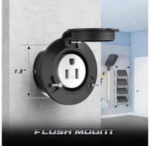 Flanged Outlet NEMA 5-15 15 Amp Grounding Straight Blade Receptacle with Covers, ETL Listed, 120 Volt, 2 Pole-3 Wire, Commercial/Industrial Grade Flanged Outlet NEMA 5-15 15 Amp Grounding Straight Blade Receptacle with Covers, ETL Listed, 120 Volt, 2 Pole-3 Wire, Commercial/Industrial Grade