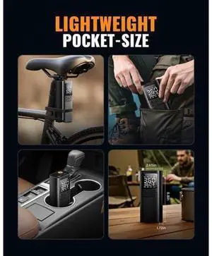 Tire Inflator Portable Air Compressor Cordless Air Pump with Digital Tire Pressure Gauge, Accurate Dual LCD Display & LED Light, for Car/Motorcycle/E-Bike/Ball Tire Inflator Portable Air Compressor Cordless Air Pump with Digital Tire Pressure Gauge, Accurate Dual LCD Display & LED Light, for Car/Motorcycle/E-Bike/Ball