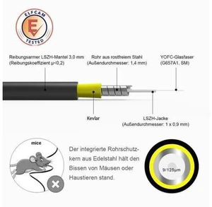 30m/98.4ft Armored Fiber Optic Cable for Outdoor and Indoor SCA to SCA Simplex Singlemode, Compatible with FTTH Cables, 30 Meters 30m/98.4ft Armored Fiber Optic Cable for Outdoor and Indoor SCA to SCA Simplex Singlemode, Compatible with FTTH Cables, 30 Meters
