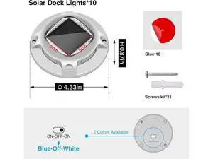 Solar Driveway Lights with 2 Color Modes, IP68 Waterproof Solar Deck Lights 10 Pack, Outdoor LED Solar Dock Lights Marine Marker Lights for Step, Sidewalk, Pathway, Patio, Garden (Blue/White) Solar Driveway Lights with 2 Color Modes, IP68 Waterproof Solar Deck Lights 10 Pack, Outdoor LED Solar Dock Lights Marine Marker Lights for Step, Sidewalk, Pathway, Patio, Garden (Blue/White)