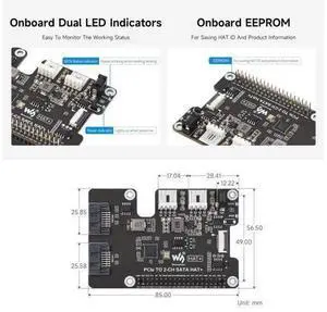 Waveshare PCIe to 2-Ch SATA Adapter, Compatible with Raspberry Pi 5, Supports SATA Hard Drive Protocol, Onboard Dual LED Indicators and EEPROM, HAT + Standard, Driver-Free, Plug and Play Waveshare PCIe to 2-Ch SATA Adapter, Compatible with Raspberry Pi 5, Supports SATA Hard Drive Protocol, Onboard Dual LED Indicators and EEPROM, HAT + Standard, Driver-Free, Plug and Play