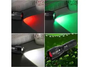ULTRAFIRE 2 Pack A100 LED Hunting Flashlight,800 Lumen 3-Color-Light Tactical Flashlight 5 Modes Zoomable Small LED Hand held Flashlights (White Light/RED Light/Green Light) ULTRAFIRE 2 Pack A100 LED Hunting Flashlight,800 Lumen 3-Color-Light Tactical Flashlight 5 Modes Zoomable Small LED Hand held Flashlights (White Light/RED Light/Green Light)