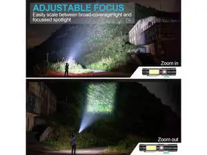 Rechargeable Flashlight, Super Bright LED Flashlight with COB sidelight, Zoomable, Waterproof, 4 Modes, Tactical Flashlight for Camping, Emergency Rechargeable Flashlight, Super Bright LED Flashlight with COB sidelight, Zoomable, Waterproof, 4 Modes, Tactical Flashlight for Camping, Emergency