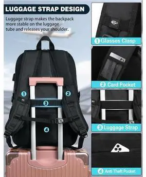 ProEtrade Travel Backpack, Extra Large Laptop Backpack School Business Anti Theft TSA Approved College Work Computer Bag Fits 17 Inch Laptop with USB Charging Port Bookbag for Women Men(Black) ProEtrade Travel Backpack, Extra Large Laptop Backpack School Business Anti Theft TSA Approved College Work Computer Bag Fits 17 Inch Laptop with USB Charging Port Bookbag for Women Men(Black)