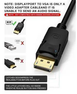 Foboiu DisplayPort to VGA Cable 6Ft 1Pack and DisplayPort to VGA Cable 3Ft 2Pack Foboiu DisplayPort to VGA Cable 6Ft 1Pack and DisplayPort to VGA Cable 3Ft 2Pack
