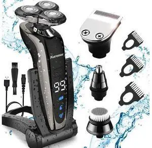 Electric Shaver Razor for Men Rechargeable 100% Waterproof Rotary for Shaving with Nose Trimmer Sideburns Trimmer Face Cleaning Brush Electric Shaver Razor for Men Rechargeable 100% Waterproof Rotary for Shaving with Nose Trimmer Sideburns Trimmer Face Cleaning Brush