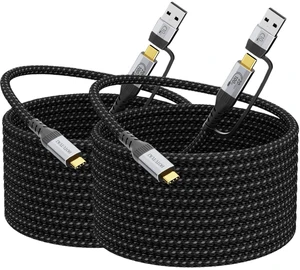 Long USB Cables 2PACK16.5FT+16.5FT USB a to USB c Cable Multi Functional 2in1,20Gbps High Speed Data Transfer,4K@60Hz UHD Video 5A/100W Fast Charge Cord Long USB Cables 2PACK16.5FT+16.5FT USB a to USB c Cable Multi Functional 2in1,20Gbps High Speed Data Transfer,4K@60Hz UHD Video 5A/100W Fast Charge Cord