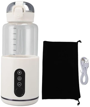 Portable Milk Warmer, Cordless USB Rechargeable Fast Heating 55 Large Capacity 300ML Stainless Steel ABS Glass White for Travel Outdoor Kids Adults Portable Milk Warmer, Cordless USB Rechargeable Fast Heating 55 Large Capacity 300ML Stainless Steel ABS Glass White for Travel Outdoor Kids Adults