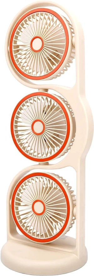 3 Head Desk Fan, USB Rechargeable Portable Fan with 360 Air Circulation, 3 Speed Settings, Ergonomic Handle, for Study Work Outdoor (Beige) 3 Head Desk Fan, USB Rechargeable Portable Fan with 360 Air Circulation, 3 Speed Settings, Ergonomic Handle, for Study Work Outdoor (Beige)