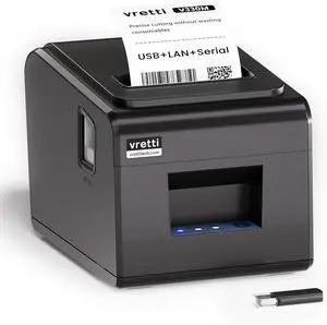 vretti Thermal Receipt Printer, 3'1/8 80mm Direct Thermal Printer with USB Serial LAN Port - Kitchen POS Printer ESC/POS Command Support Cash Drawer, Not for Square vretti Thermal Receipt Printer, 3'1/8 80mm Direct Thermal Printer with USB Serial LAN Port - Kitchen POS Printer ESC/POS Command Support Cash Drawer, Not for Square