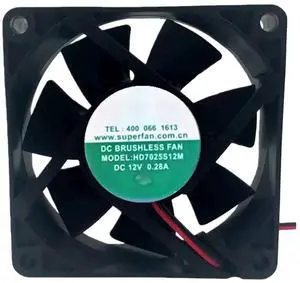 for HD7025S12M 70MM DC 12V 0.28A 2-Wire Cooling Fan for PC and Electronics for HD7025S12M 70MM DC 12V 0.28A 2-Wire Cooling Fan for PC and Electronics