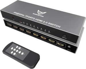 7 Port 4K@60Hz HDMI Switch 7x1 Switcher Box Remote PS5 PC 7 Port 4K@60Hz HDMI Switch 7x1 Switcher Box Remote PS5 PC