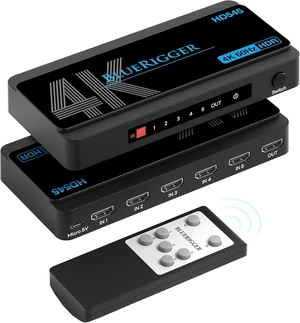 BlueRigger 4K HDMI Switch 5 in 1 Out (4K 60Hz, 5 Port Video Switcher, HDMI Hub, HDR10+, 18Gbps, Selector Box with IR Remote) Compatible with HDTV, PS5, Xbox, Apple TV, Projector, Blu-Ray BlueRigger 4K HDMI Switch 5 in 1 Out (4K 60Hz, 5 Port Video Switcher, HDMI Hub, HDR10+, 18Gbps, Selector Box with IR Remote) Compatible with HDTV, PS5, Xbox, Apple TV, Projector, Blu-Ray