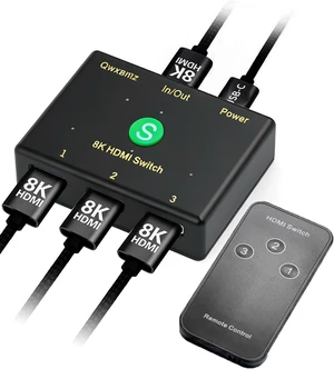 HDMI 2.1 Switch 3 in 1 Out 8K@60Hz, 4K@120Hz HDMI Selector Wireless Remote HDMI 2.1 Switch 3 in 1 Out 8K@60Hz, 4K@120Hz HDMI Selector Wireless Remote