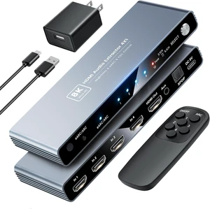 HDMI 2.1 eARC Switch 4 in 1 Out, 4K@120Hz 8K@60Hz Audio Extractor w/Remote HDMI 2.1 eARC Switch 4 in 1 Out, 4K@120Hz 8K@60Hz Audio Extractor w/Remote
